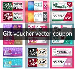 25套矢量的礼券/优惠券模板：Gift voucher vector coupon